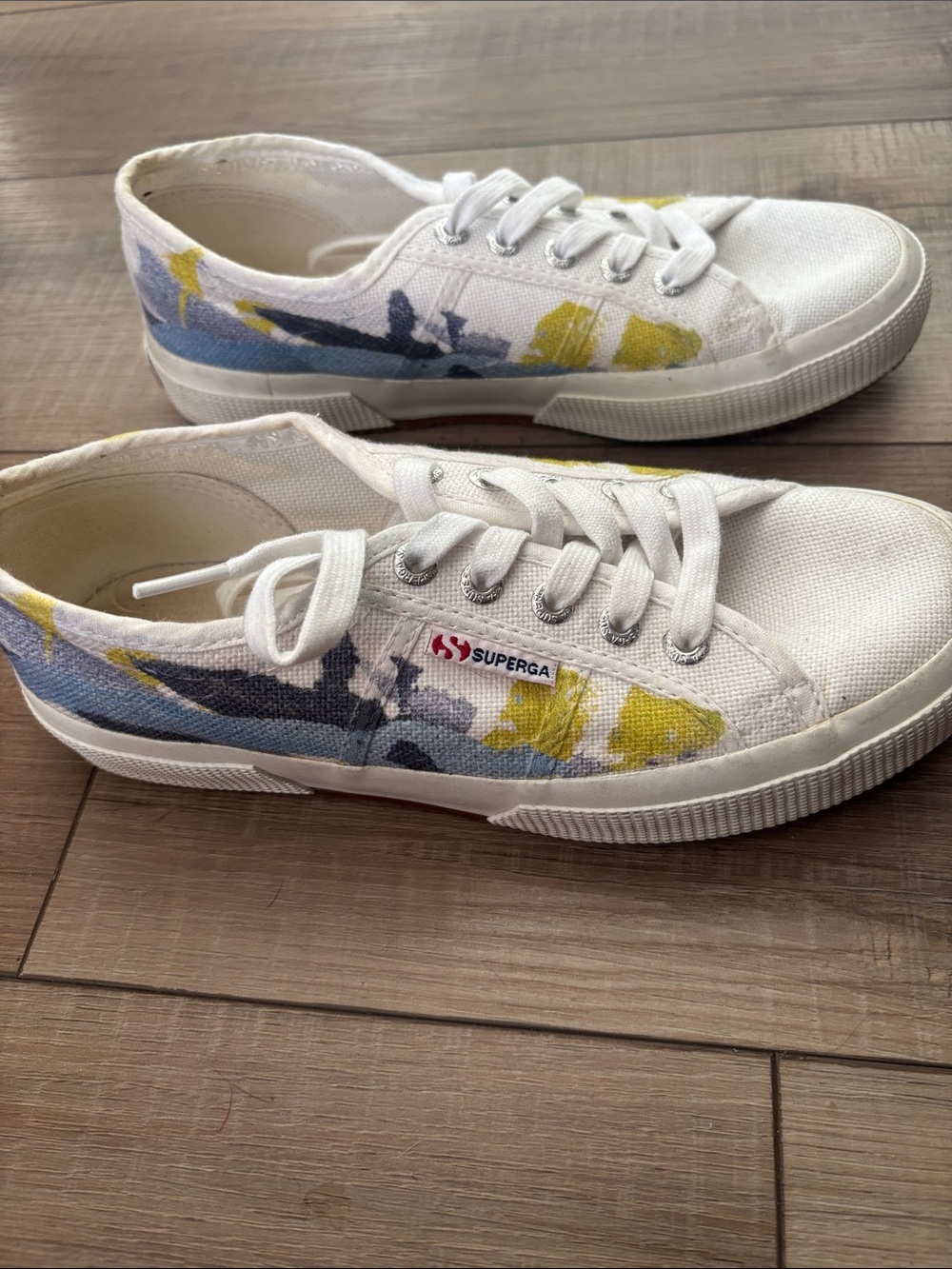 Superga Canvas Sneakers with Blue & Yellow Accents